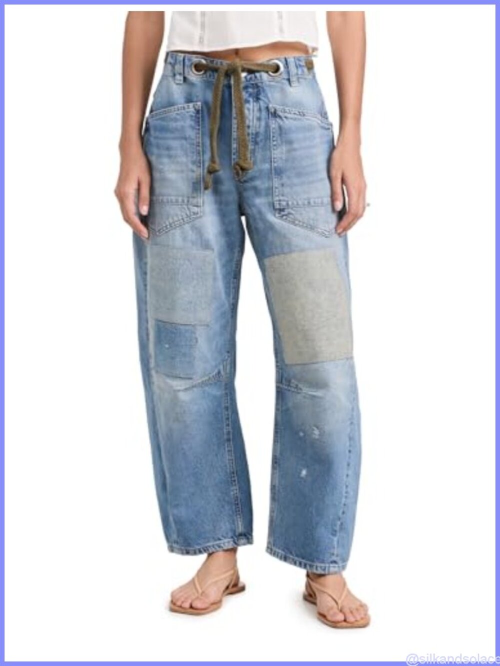 Free People Moxie Low Slung Pull-On Barrel Jeans 100% Cotton Relaxed Fit
